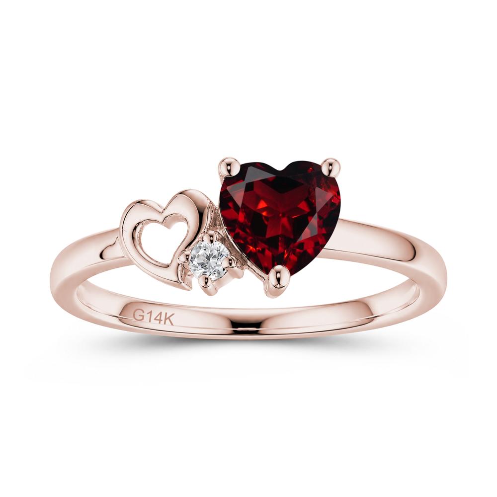 Dainty Daul Heart Amethyst Ring - LUO Jewelry #gemstone_Garnet