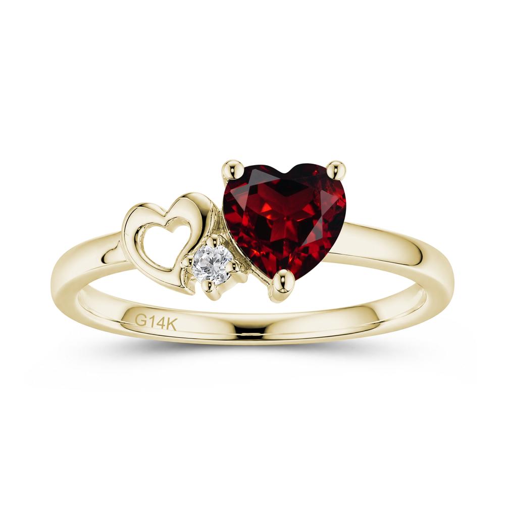 Dainty Daul Heart Amethyst Ring - LUO Jewelry #gemstone_Garnet