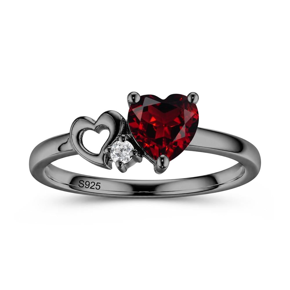 Dainty Daul Heart Amethyst Ring - LUO Jewelry #gemstone_Garnet