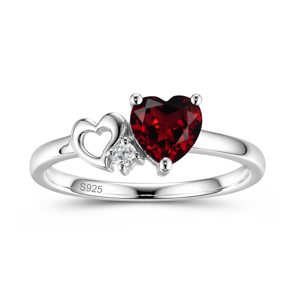 Dainty Daul Heart Amethyst Ring - LUO Jewelry #gemstone_Garnet