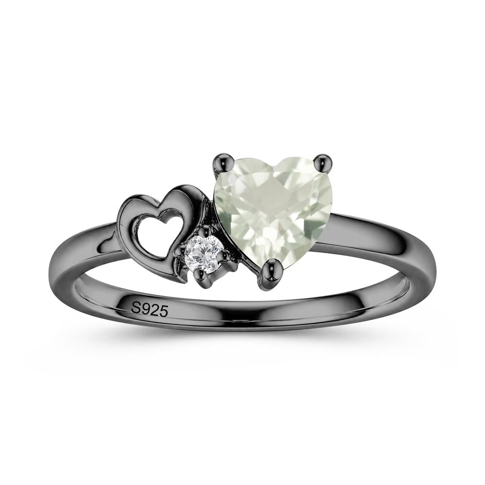 Dainty Daul Heart Amethyst Ring - LUO Jewelry #gemstone_Green Amethyst