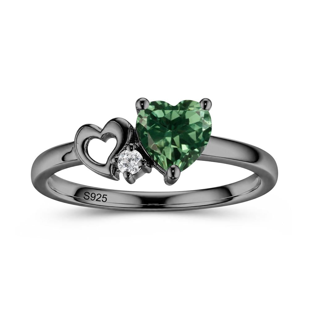 Dainty Daul Heart Amethyst Ring - LUO Jewelry #gemstone_Green Sapphire