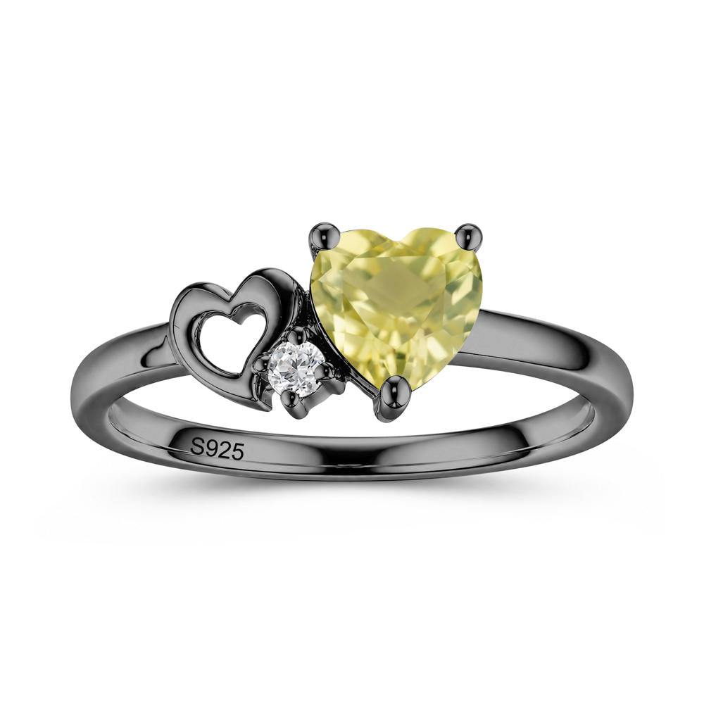 Dainty Daul Heart Amethyst Ring - LUO Jewelry #gemstone_Lemon Quartz