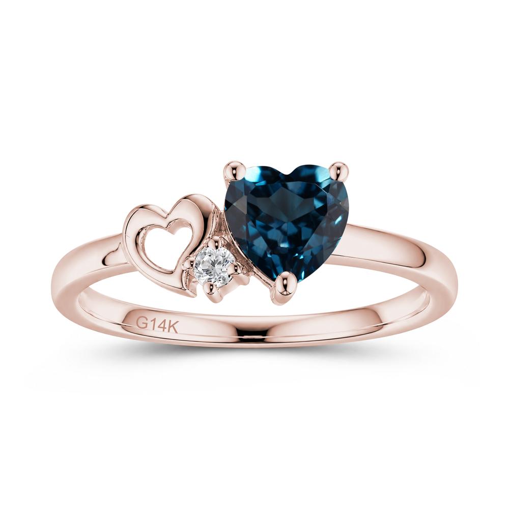 Dainty Daul Heart Amethyst Ring - LUO Jewelry #gemstone_London Blue Topaz