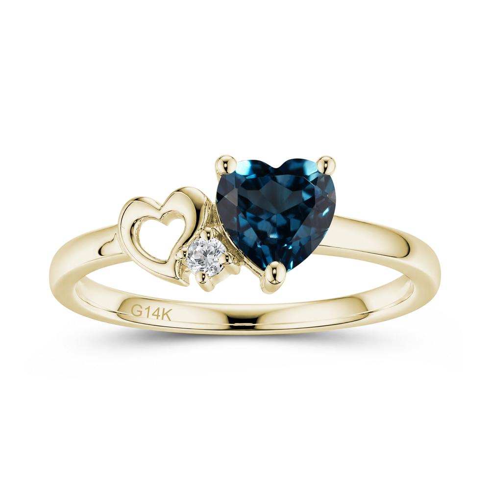 Dainty Daul Heart Amethyst Ring - LUO Jewelry #gemstone_London Blue Topaz