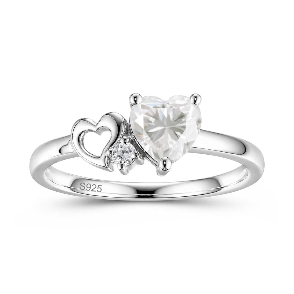 Dainty Daul Heart Amethyst Ring - LUO Jewelry #gemstone_Moissanite