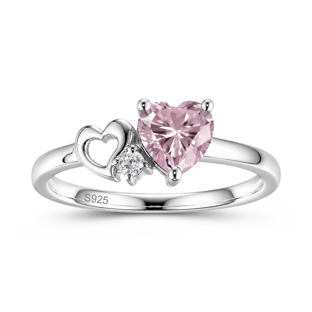 Dainty Daul Heart Amethyst Ring - LUO Jewelry #gemstone_Pink Cubic Zirconia