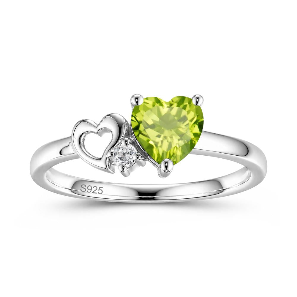 Dainty Daul Heart Amethyst Ring - LUO Jewelry #gemstone_Peridot