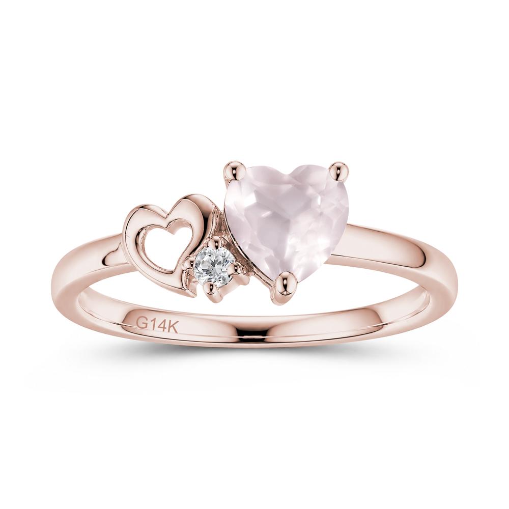 Dainty Daul Heart Amethyst Ring - LUO Jewelry #gemstone_Rose Quartz