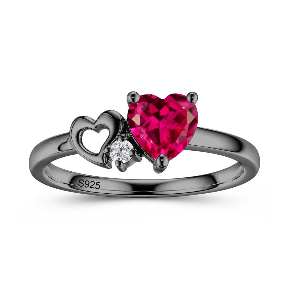 Dainty Daul Heart Amethyst Ring - LUO Jewelry #gemstone_Ruby
