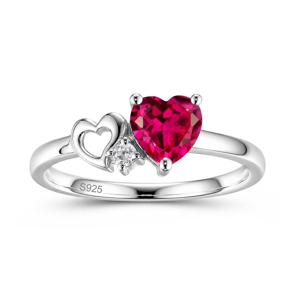 Dainty Daul Heart Amethyst Ring - LUO Jewelry #gemstone_Ruby