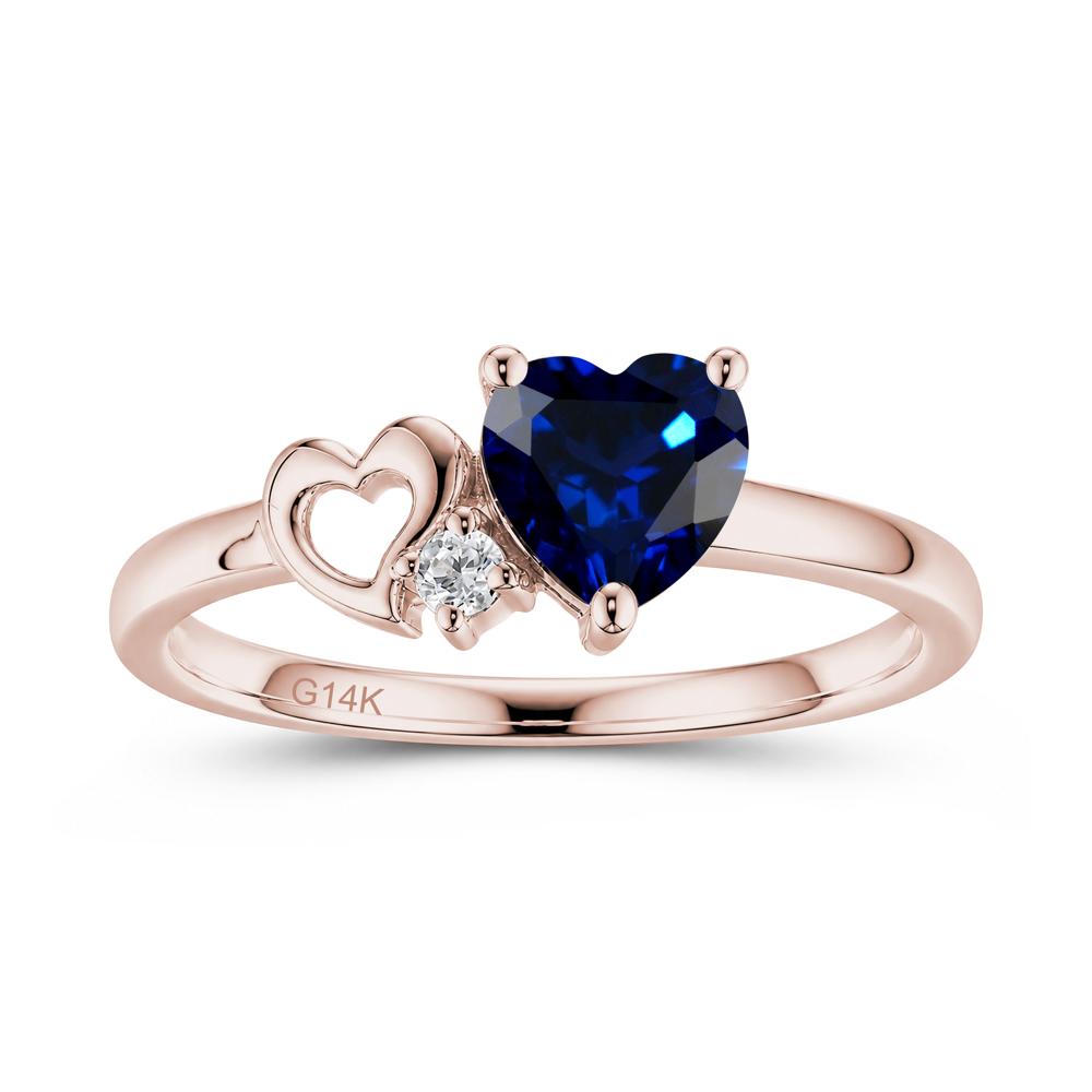 Dainty Daul Heart Amethyst Ring - LUO Jewelry #gemstone_Sapphire