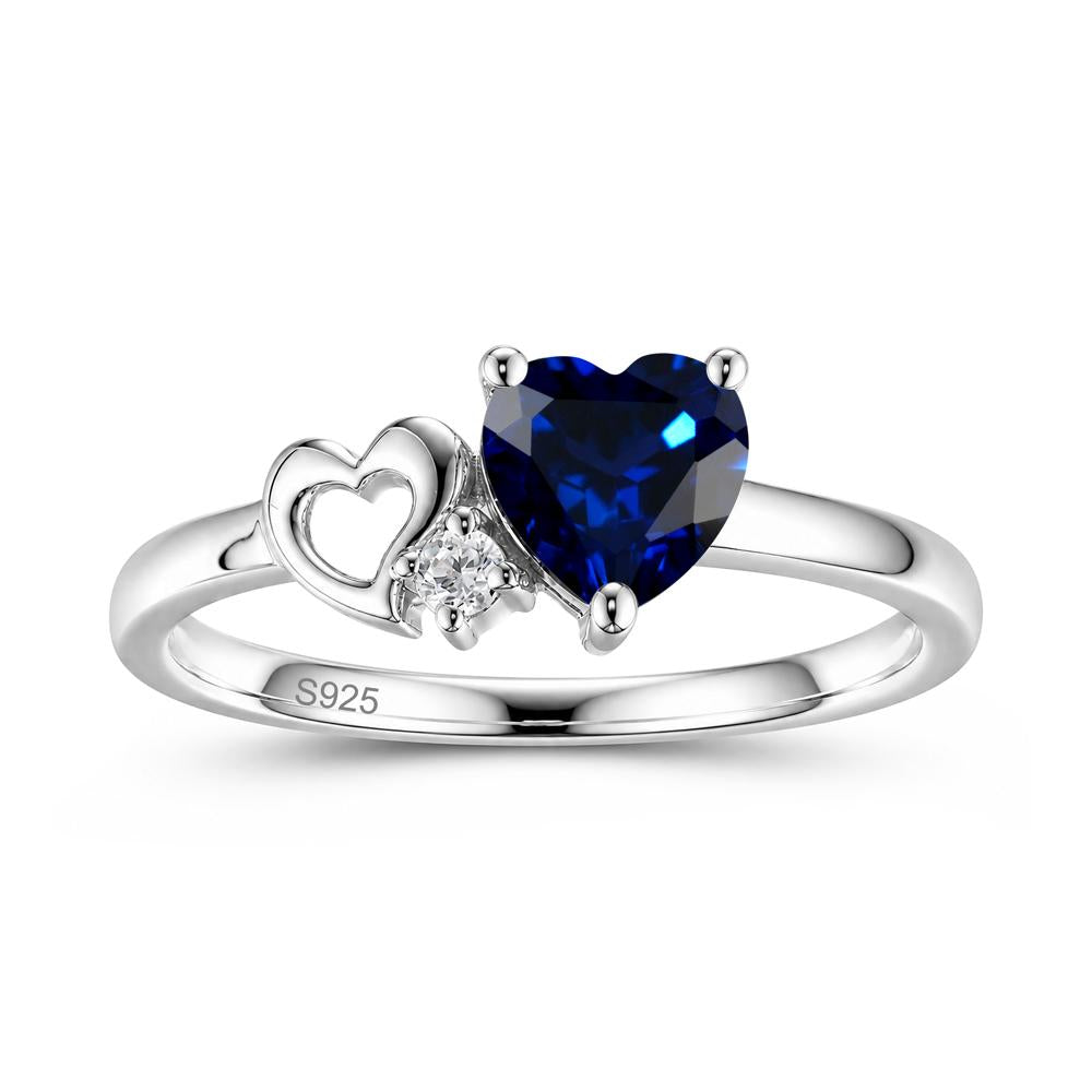 Dainty Daul Heart Amethyst Ring - LUO Jewelry #gemstone_Sapphire