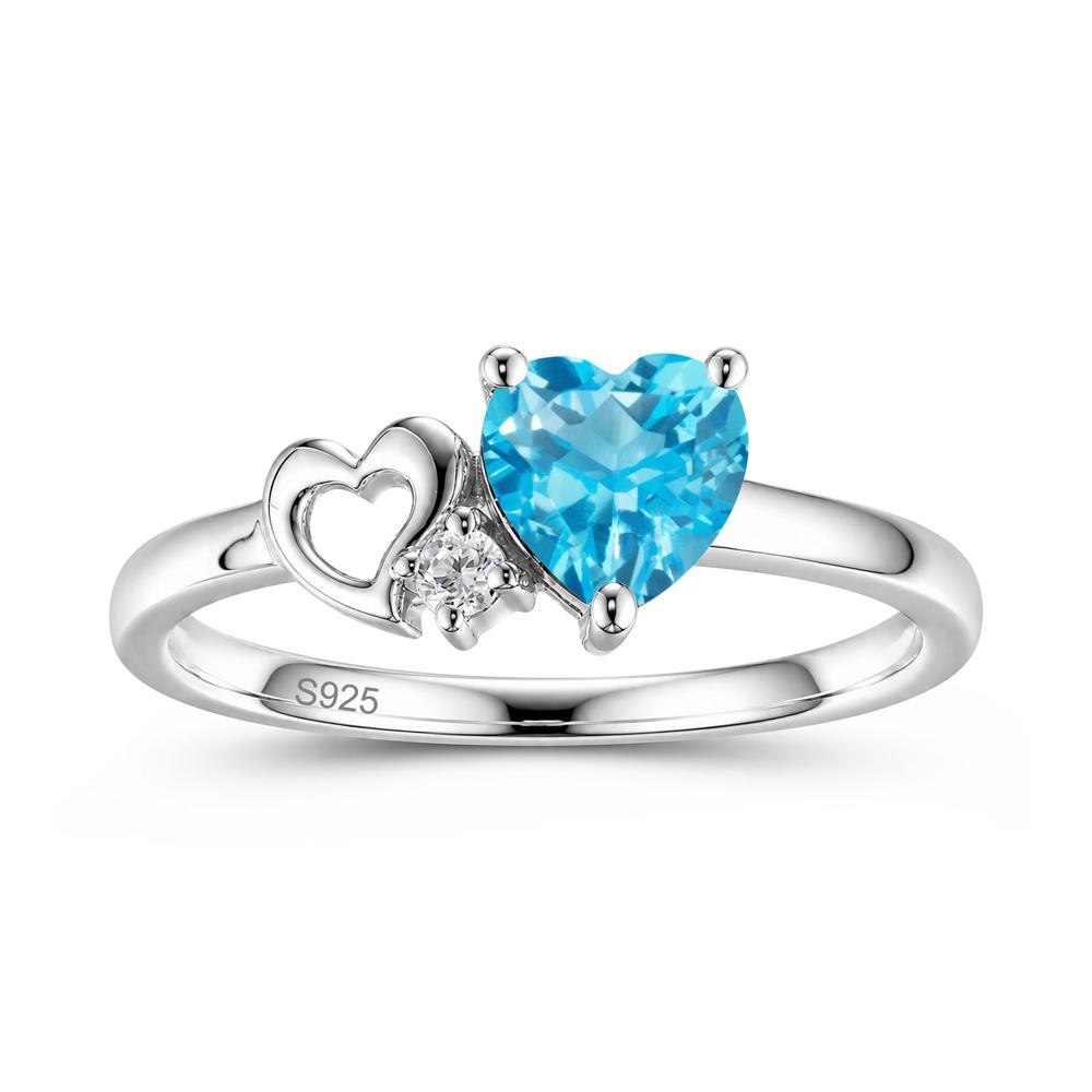 Dainty Daul Heart Amethyst Ring - LUO Jewelry #gemstone_Swiss Blue Topaz