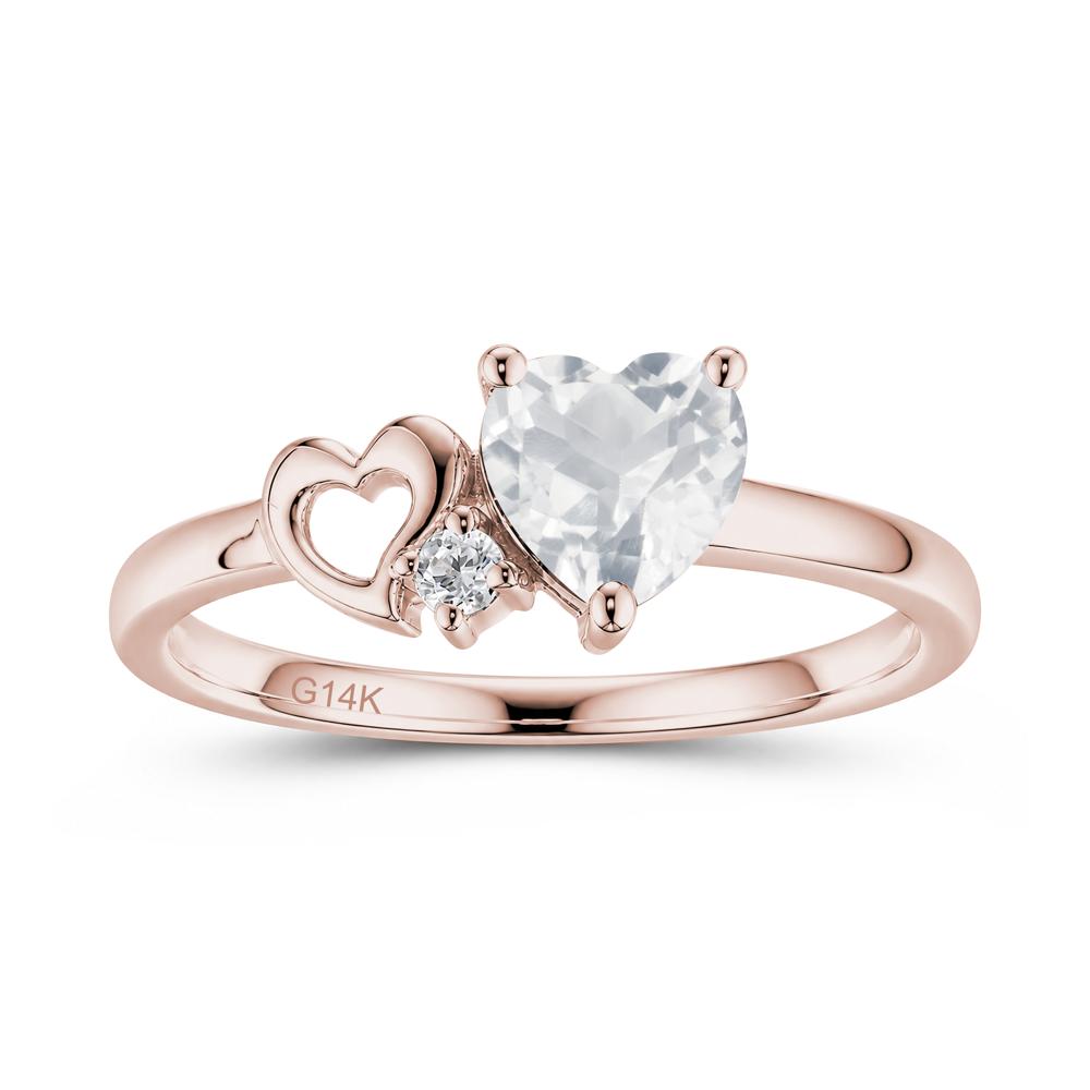 Dainty Daul Heart Amethyst Ring - LUO Jewelry #gemstone_White Topaz