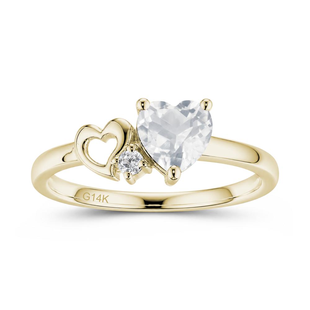 Dainty Daul Heart Amethyst Ring - LUO Jewelry #gemstone_White Topaz