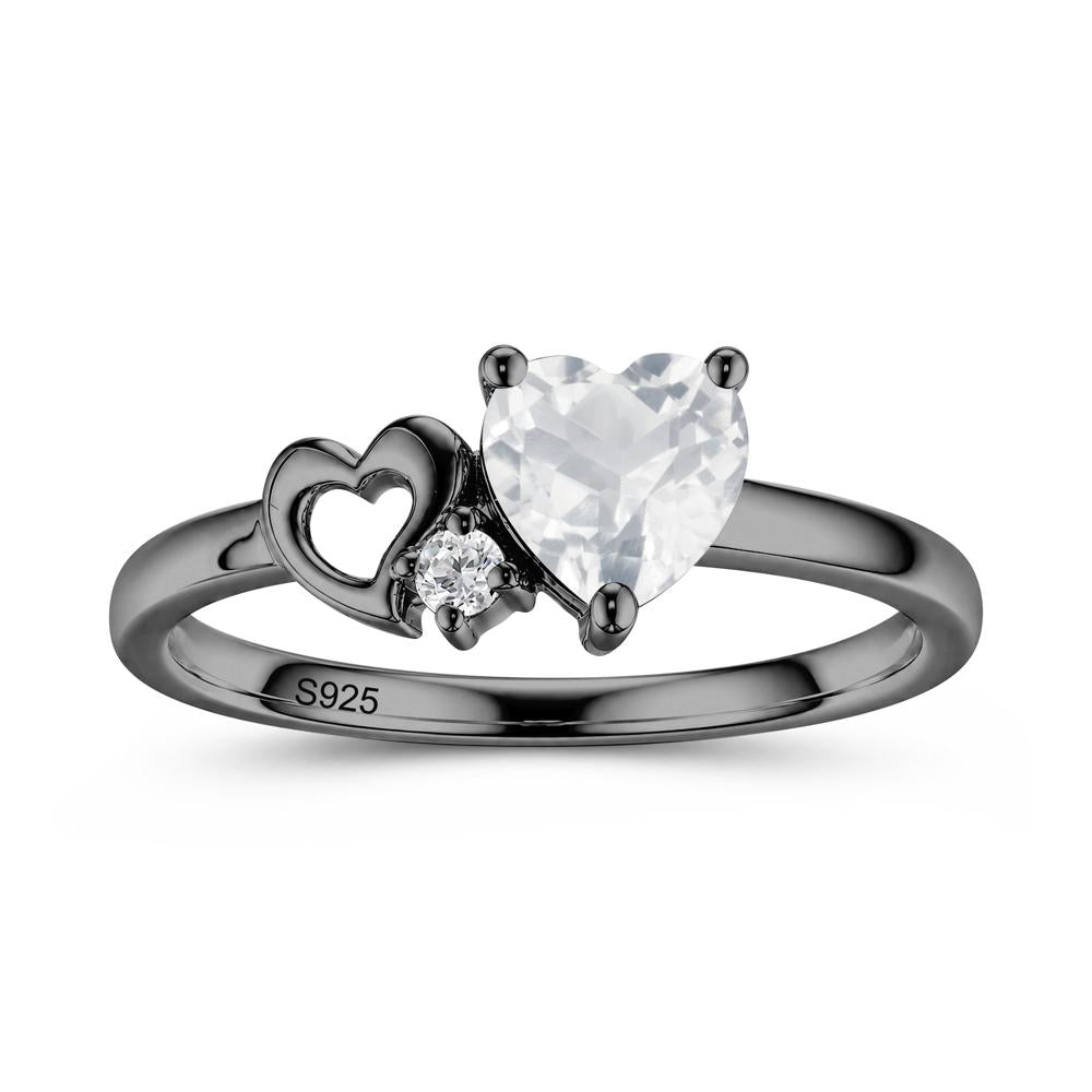 Dainty Daul Heart Amethyst Ring - LUO Jewelry #gemstone_White Topaz