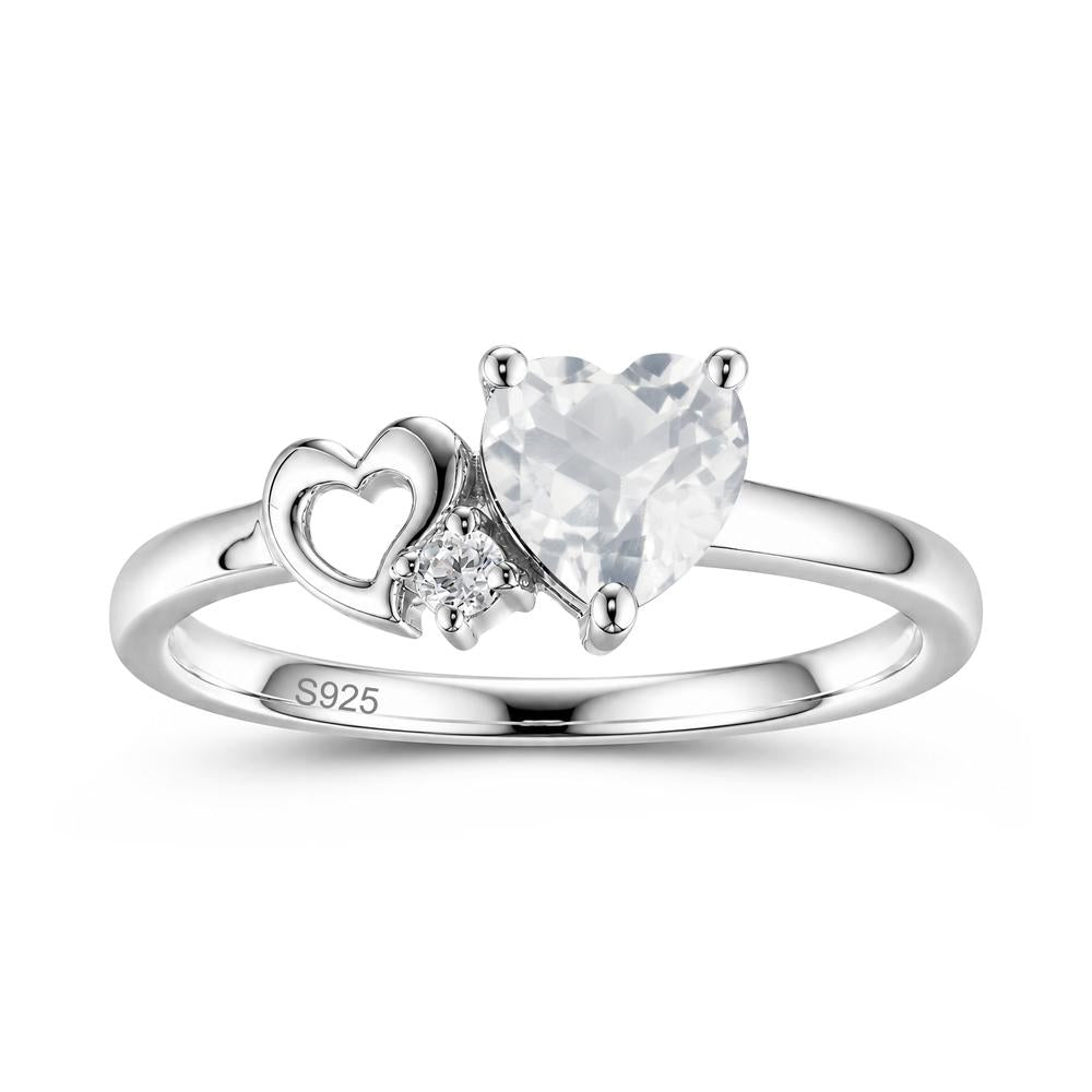 Dainty Daul Heart Amethyst Ring - LUO Jewelry #gemstone_White Topaz