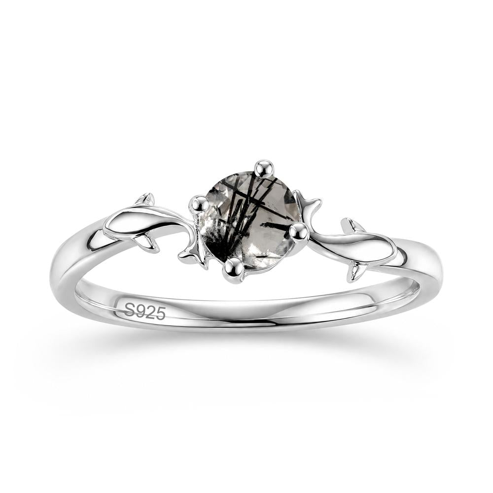 Solitaire Alexandrite Cute Fish Ring - LUO Jewelry #gemstone_Black Rutilated Quartz