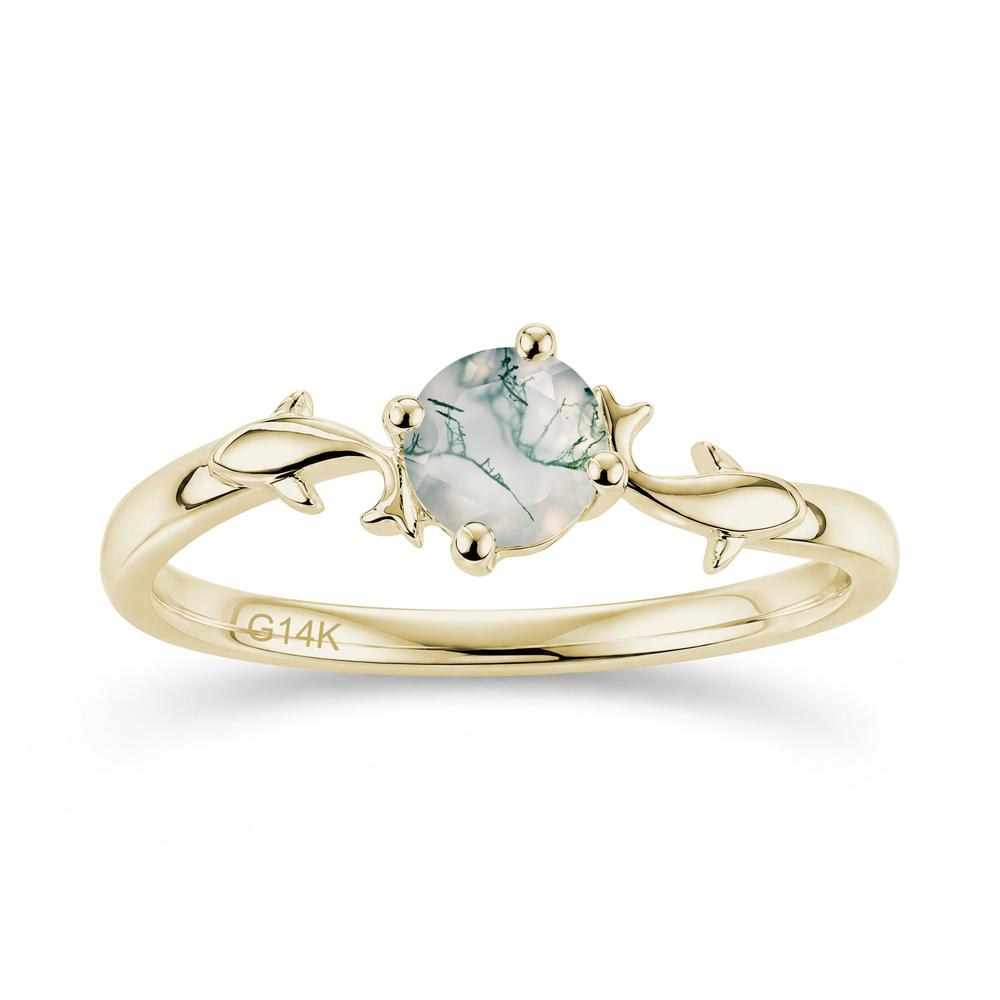Solitaire Alexandrite Cute Fish Ring - LUO Jewelry #gemstone_Moss Agate