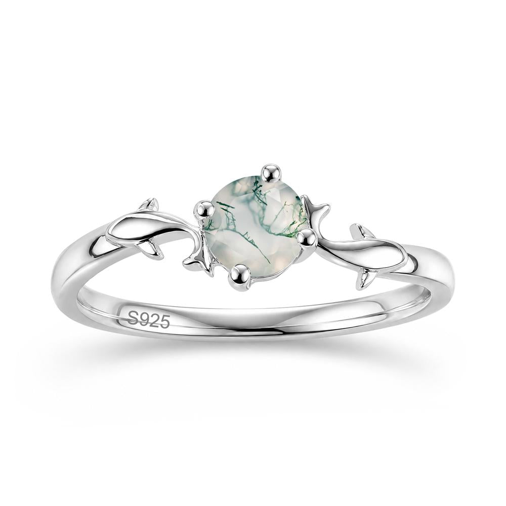 Solitaire Alexandrite Cute Fish Ring - LUO Jewelry #gemstone_Moss Agate