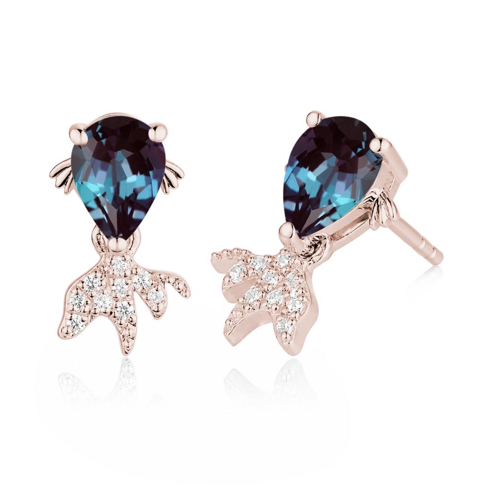 Cute Goldfish Smoky Quartz Stud Earrings - LUO Jewelry #gemstone_Alexandrite
