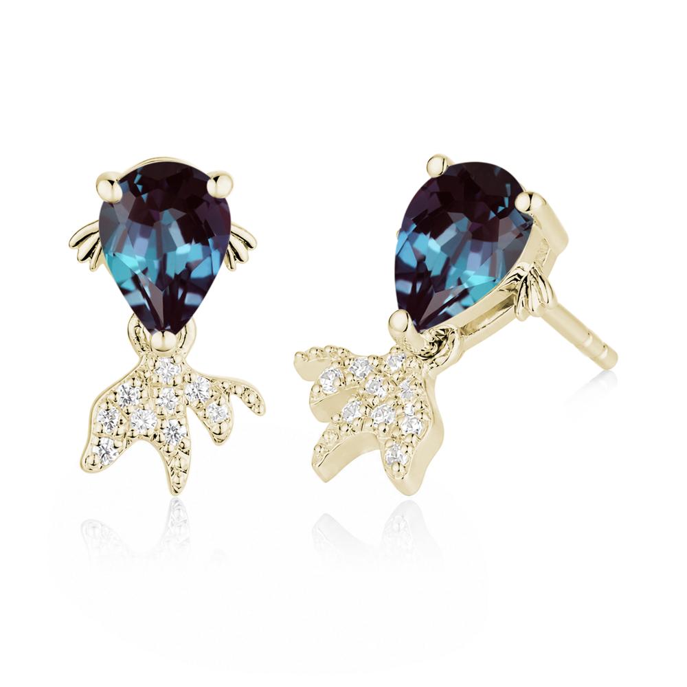 Cute Goldfish Smoky Quartz Stud Earrings - LUO Jewelry #gemstone_Alexandrite