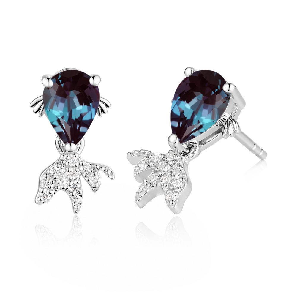 Cute Goldfish Smoky Quartz Stud Earrings - LUO Jewelry #gemstone_Alexandrite