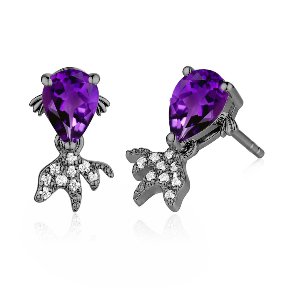 Cute Goldfish Smoky Quartz Stud Earrings - LUO Jewelry #gemstone_Amethyst