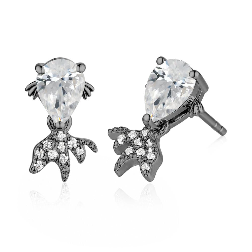Cute Goldfish Smoky Quartz Stud Earrings - LUO Jewelry #gemstone_Cubic Zirconia