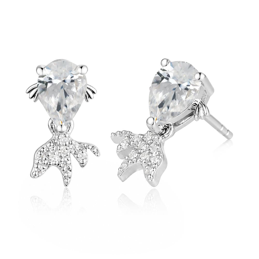 Cute Goldfish Smoky Quartz Stud Earrings - LUO Jewelry #gemstone_Cubic Zirconia