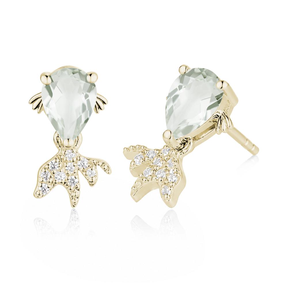 Cute Goldfish Smoky Quartz Stud Earrings - LUO Jewelry #gemstone_Green Amethyst