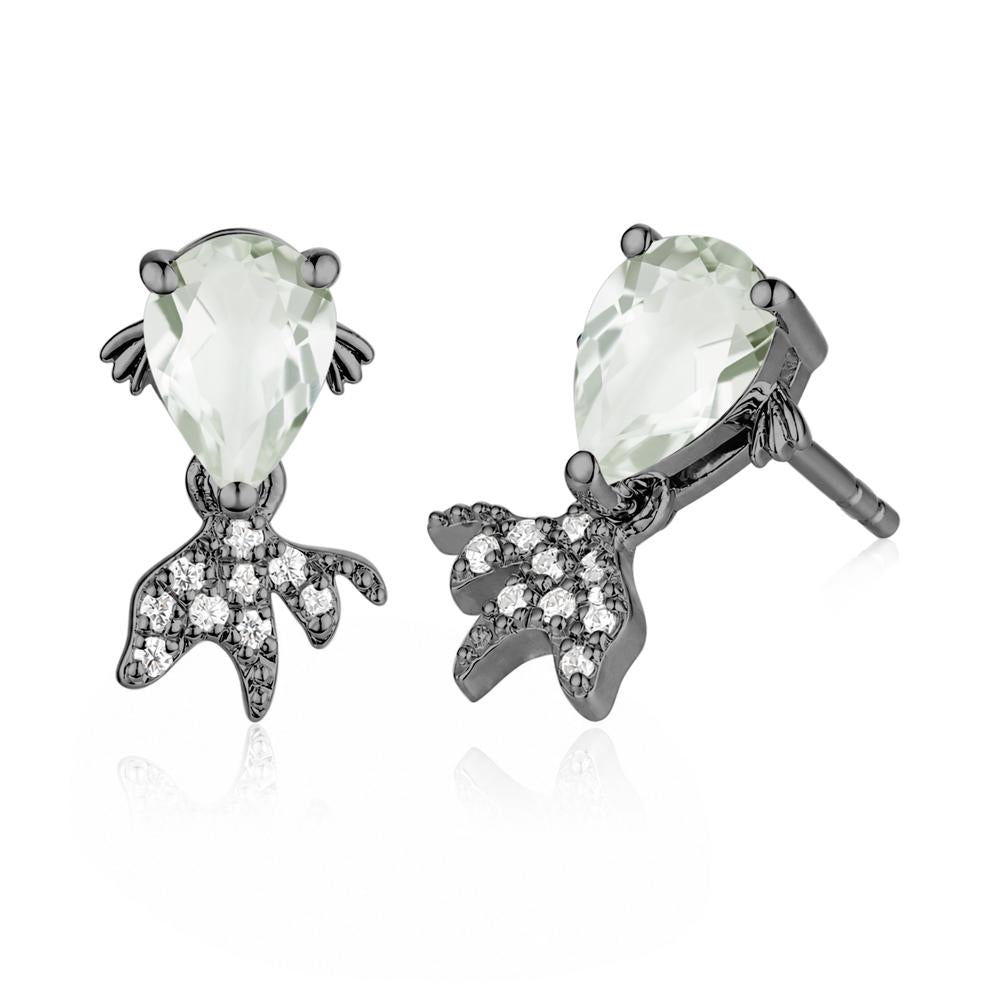 Cute Goldfish Smoky Quartz Stud Earrings - LUO Jewelry #gemstone_Green Amethyst