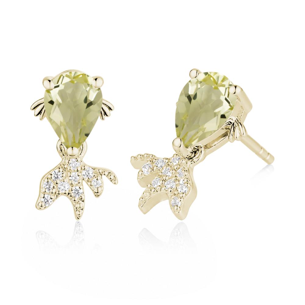 Cute Goldfish Smoky Quartz Stud Earrings - LUO Jewelry #gemstone_Lemon Quartz