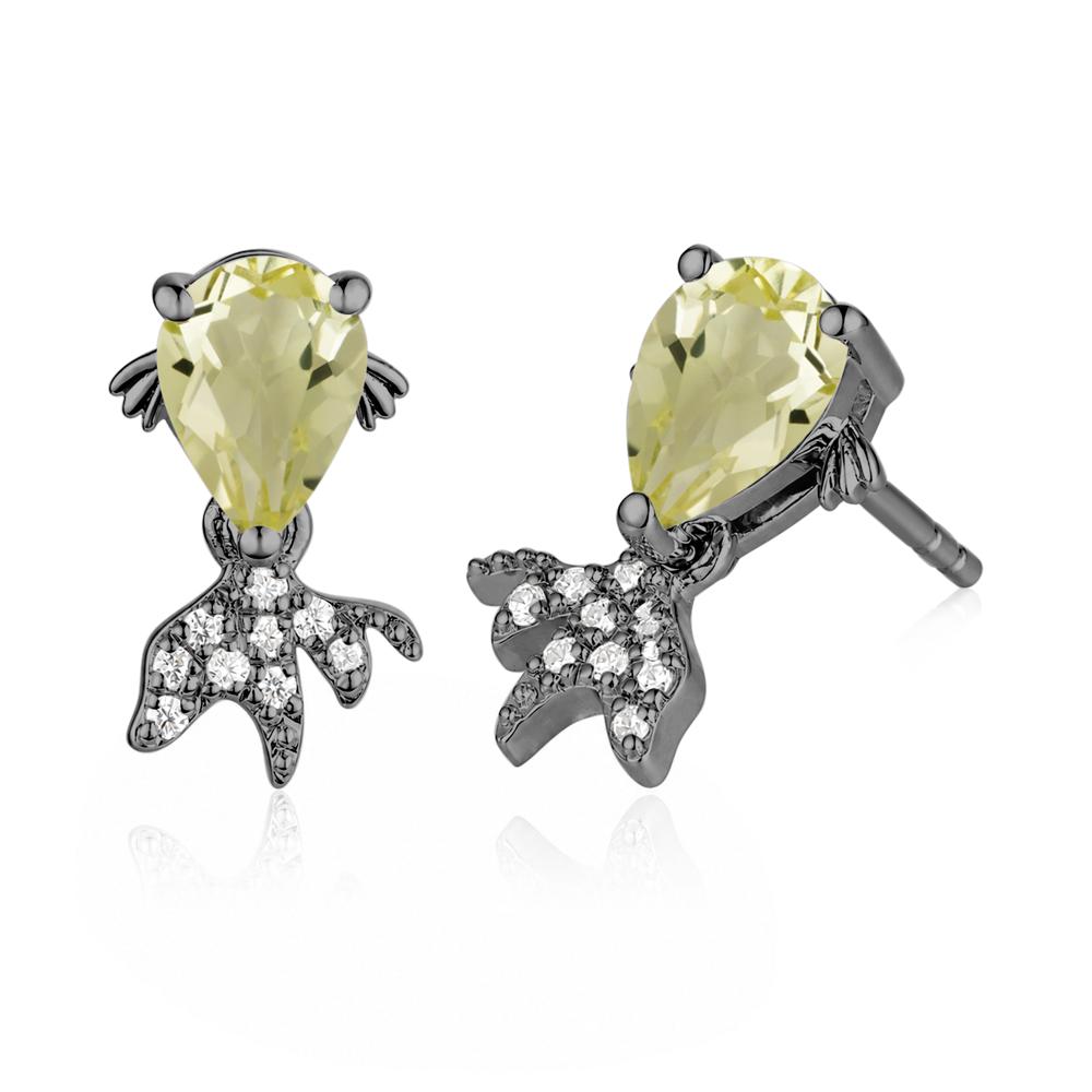Cute Goldfish Smoky Quartz Stud Earrings - LUO Jewelry #gemstone_Lemon Quartz