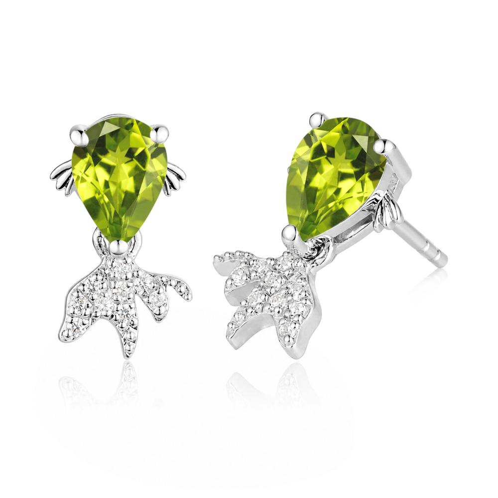 Cute Goldfish Smoky Quartz Stud Earrings - LUO Jewelry #gemstone_Peridot