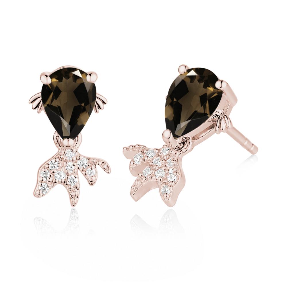 Cute Goldfish Smoky Quartz Stud Earrings - LUO Jewelry #gemstone_Smoky Quartz