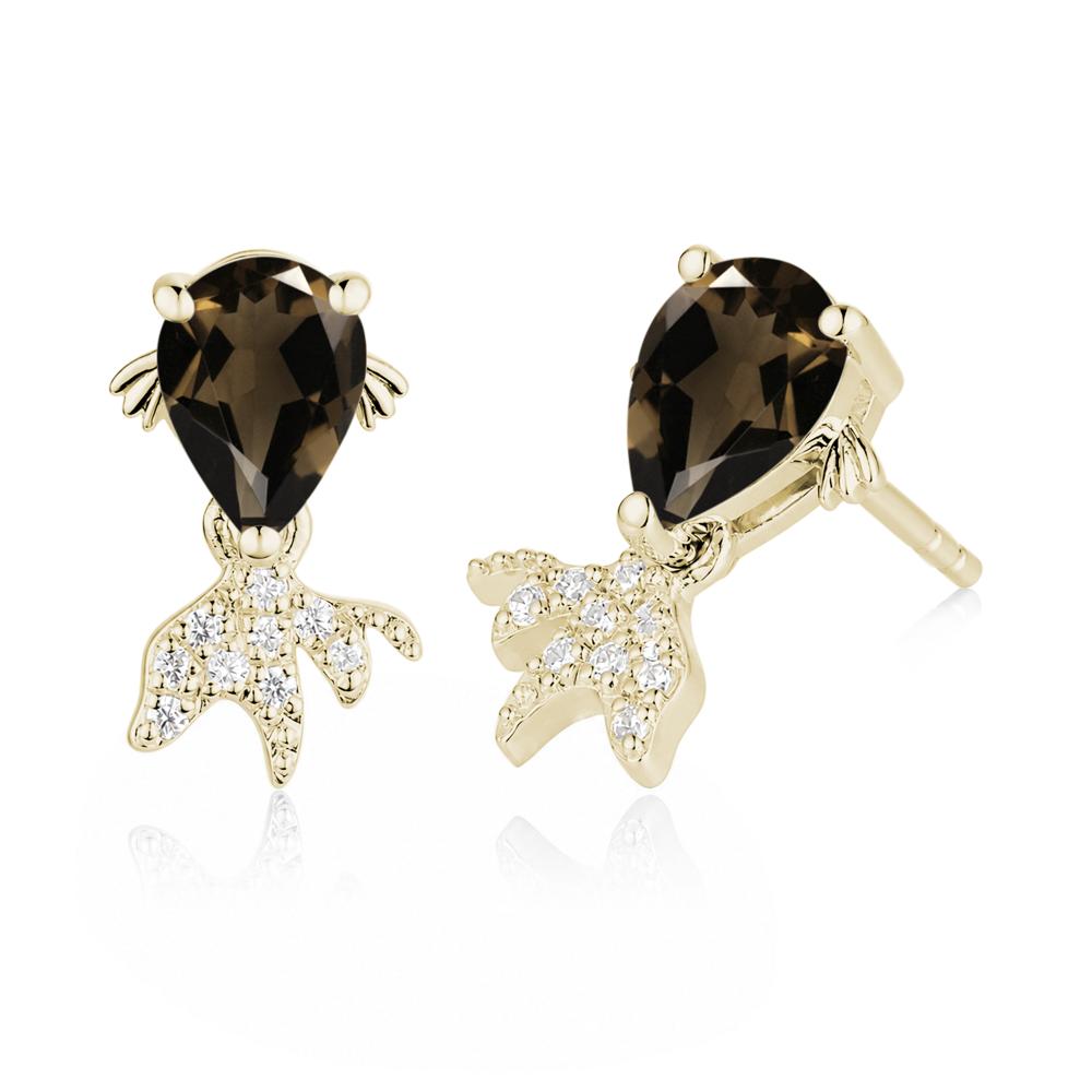 Cute Goldfish Smoky Quartz Stud Earrings - LUO Jewelry #gemstone_Smoky Quartz