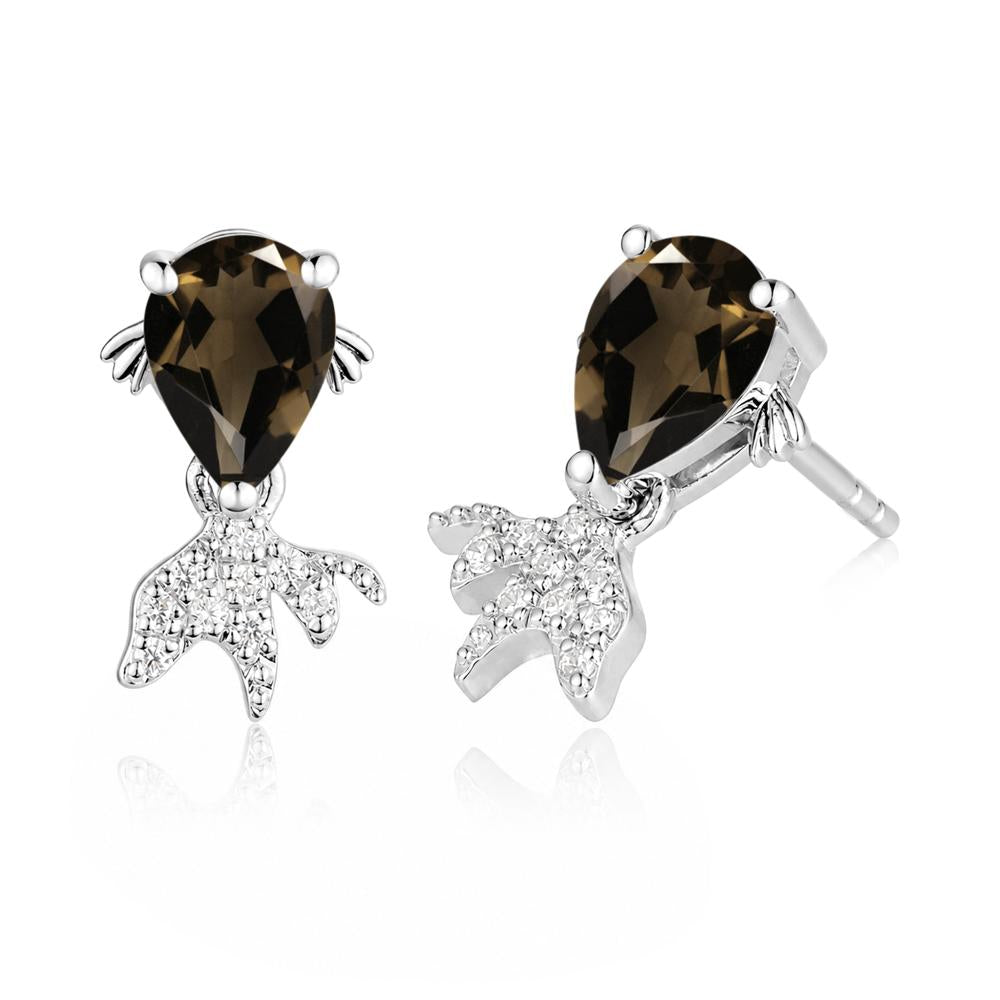 Cute Goldfish Smoky Quartz Stud Earrings - LUO Jewelry #gemstone_Smoky Quartz