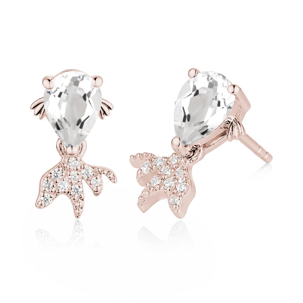 Cute Goldfish Smoky Quartz Stud Earrings - LUO Jewelry #gemstone_White Topaz