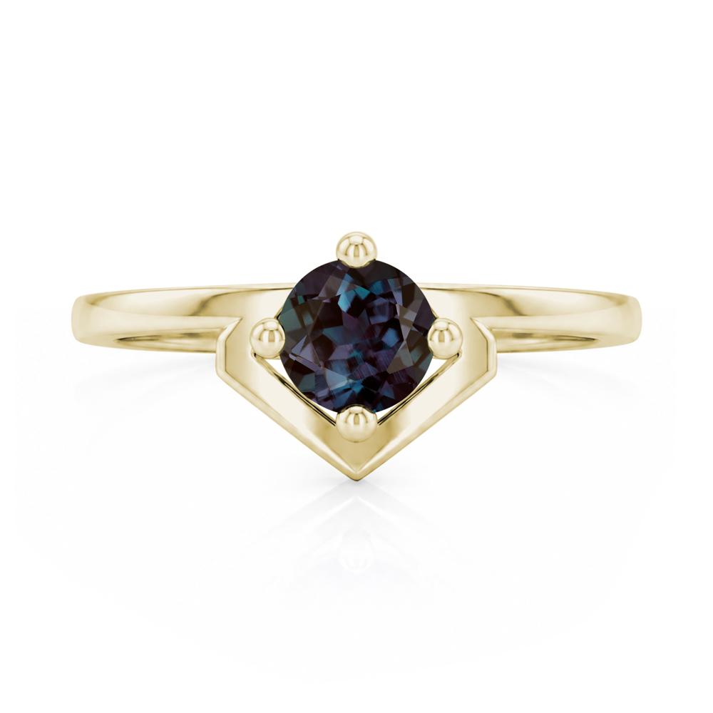 Simple Solitaire Round Shaped Alexandrite Ring - LUO Jewelry #gemstone_Alexandrite