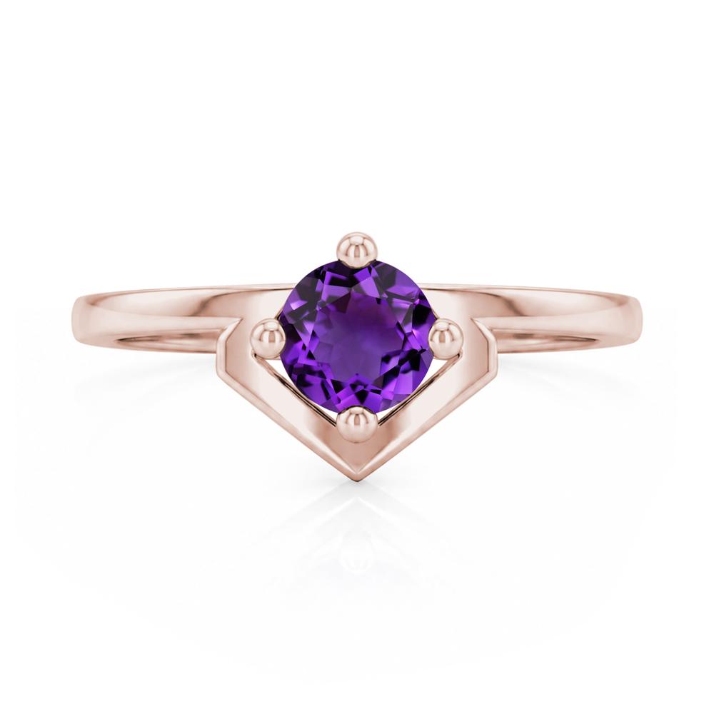 Simple Solitaire Round Shaped Alexandrite Ring - LUO Jewelry #gemstone_Amethyst