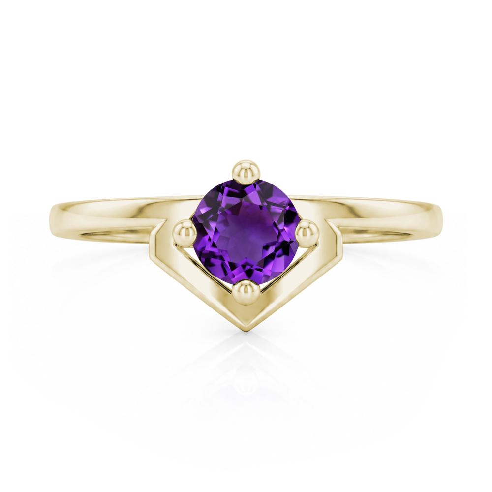 Simple Solitaire Round Shaped Alexandrite Ring - LUO Jewelry #gemstone_Amethyst