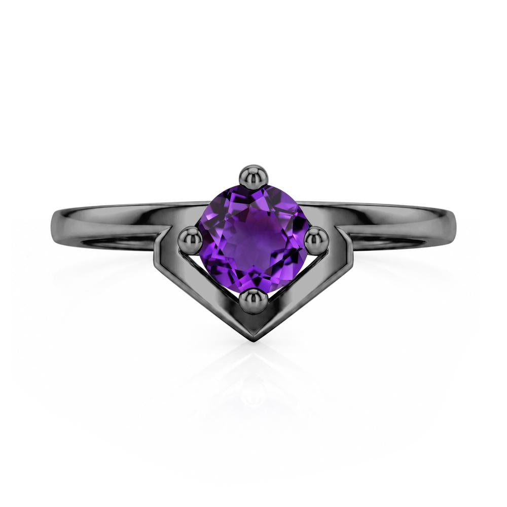 Simple Solitaire Round Shaped Alexandrite Ring - LUO Jewelry #gemstone_Amethyst