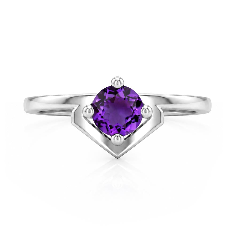 Simple Solitaire Round Shaped Alexandrite Ring - LUO Jewelry #gemstone_Amethyst