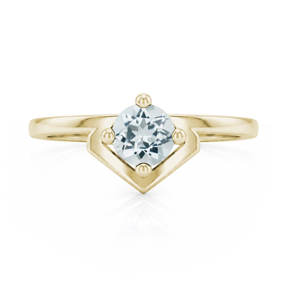 Simple Solitaire Round Shaped Alexandrite Ring - LUO Jewelry #gemstone_Aquamarine