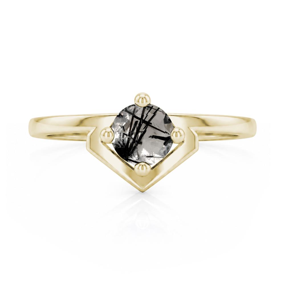 Simple Solitaire Round Shaped Alexandrite Ring - LUO Jewelry #gemstone_Black Rutilated Quartz