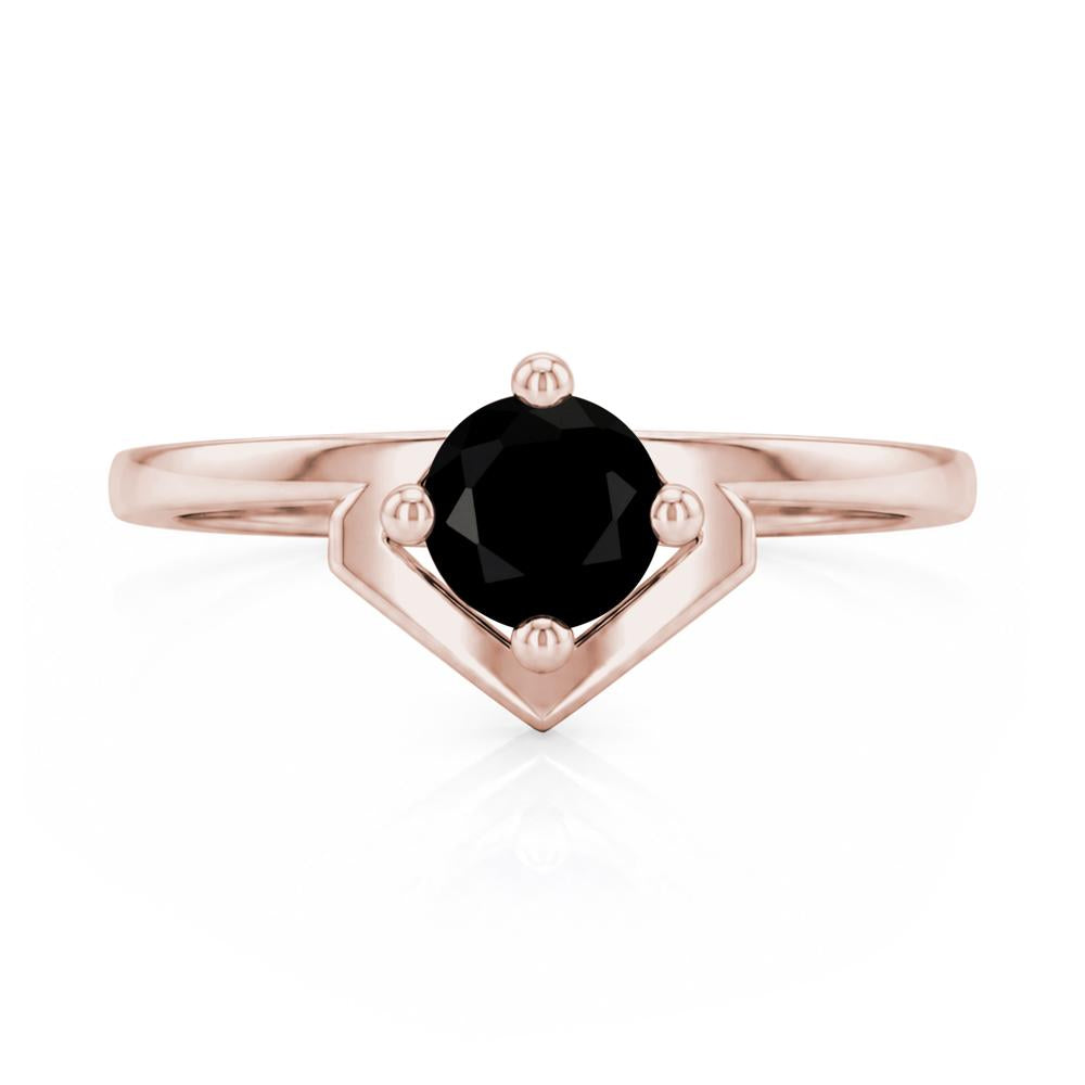 Simple Solitaire Round Shaped Alexandrite Ring - LUO Jewelry #gemstone_Black Spinel