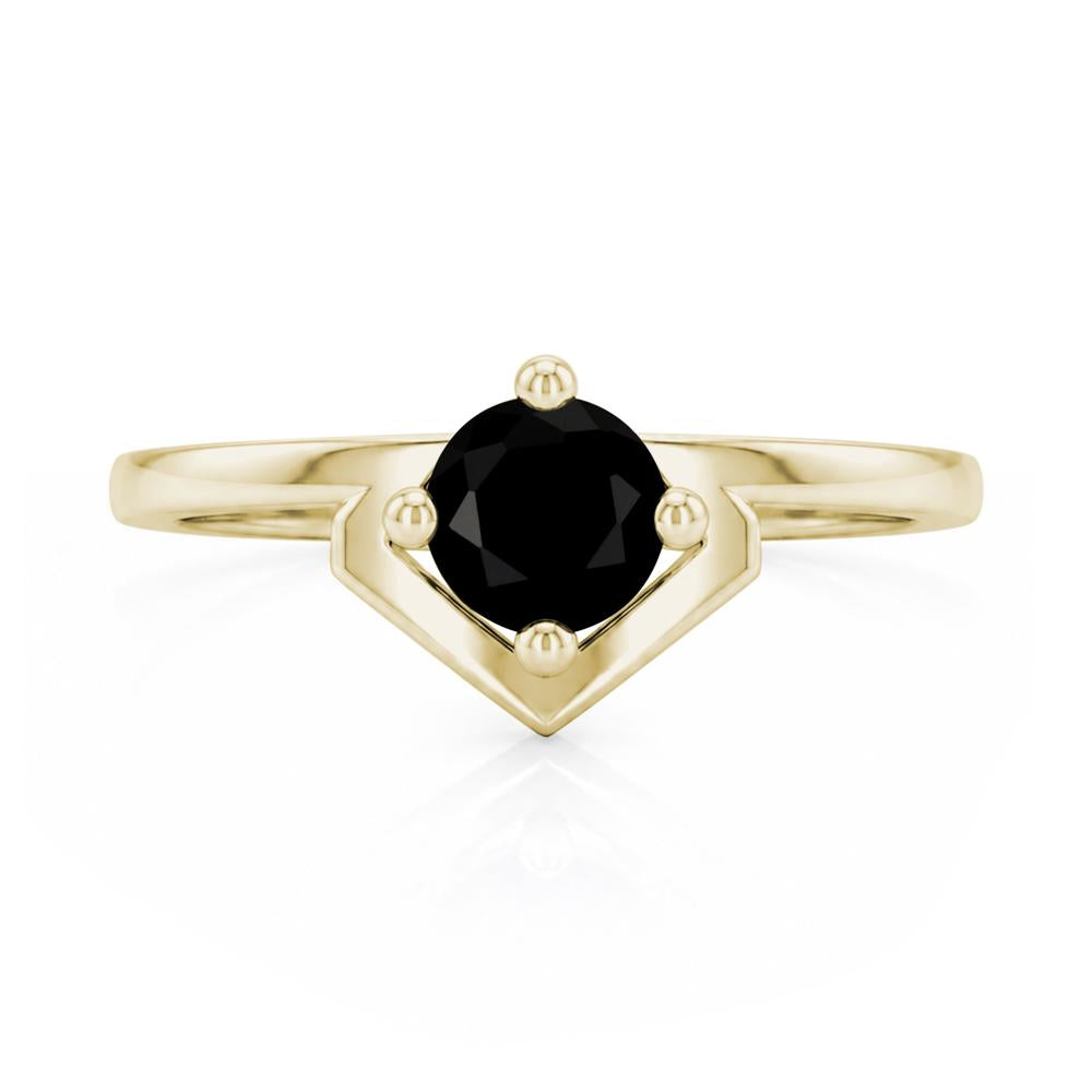 Simple Solitaire Round Shaped Alexandrite Ring - LUO Jewelry #gemstone_Black Spinel