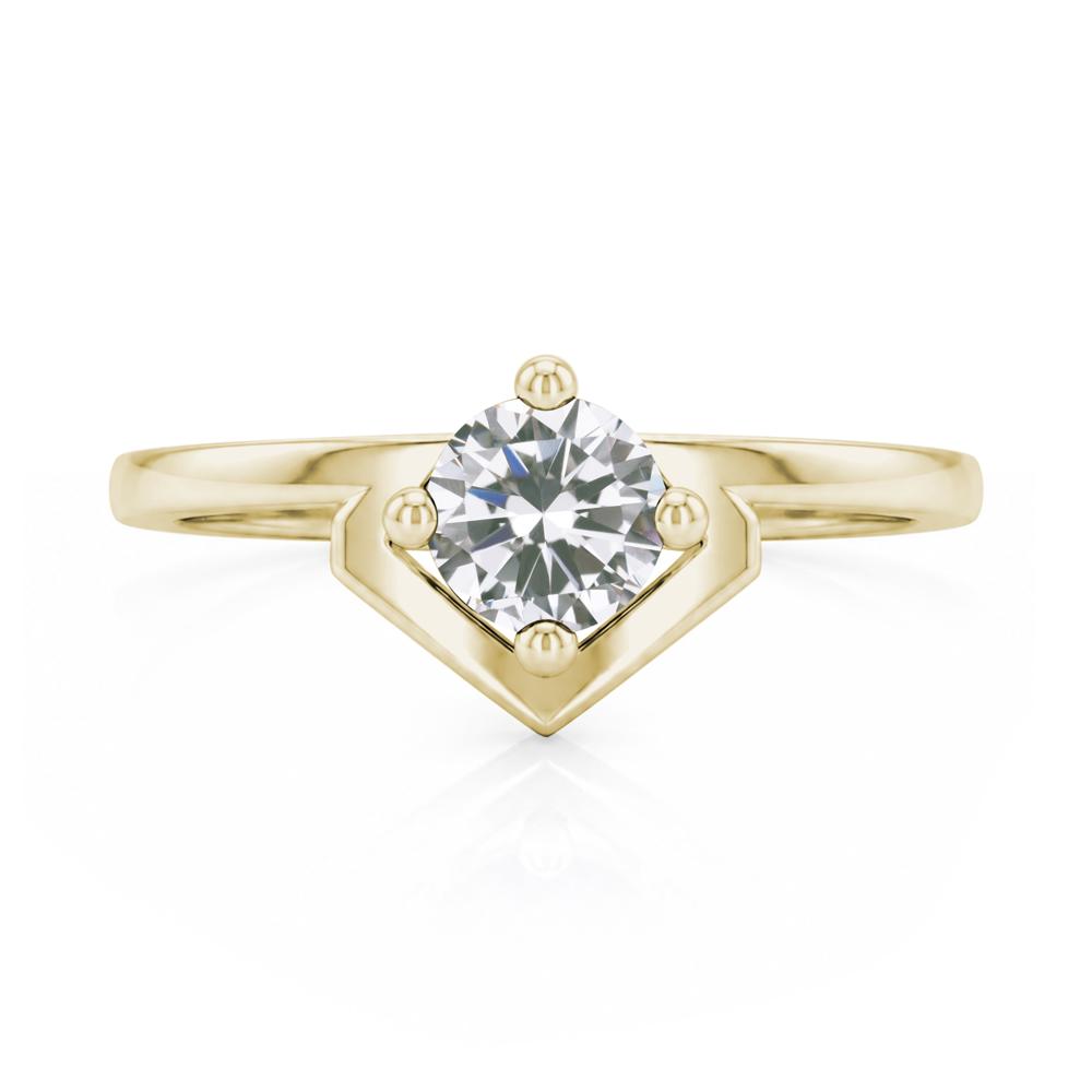 Simple Solitaire Round Shaped Alexandrite Ring - LUO Jewelry #gemstone_Cubic Zirconia